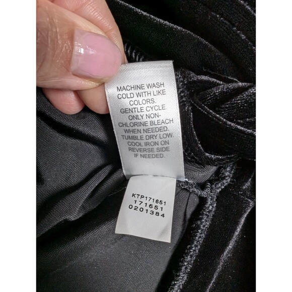 J JILL Crushed Velvet Elastic Collar And Cuffs Shirt XS Chic Black Front Tie - Picture 8 of 11